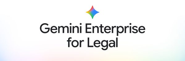 logo Gemini em um fundo branco com degrade colorido abaixo com a escrita Gemini Enterprise for Legal